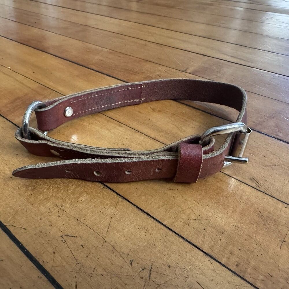 Vintage Leather Dog Collar Brown Nice Condition Medium/large Japan Adjustable